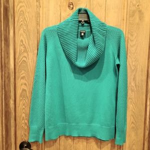 Kelly Green L/S Cotton Blend Knit Cowl Nk